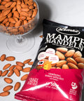 Lemke Mampfmandeln 500g mit gerösteten Mandeln in Glasschale, veganer Mandel-Snack