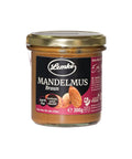 Lemke Mandelmus Braun 300g roasted almond butter jar front view on a white background