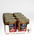 Lemke Mandelmus Braun 300g roasted almond butter jars in a retail display box on a white background