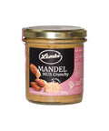 Lemke Mandelmus Crunchy 300g jar front view on a white background
