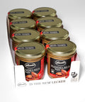 Mehrere Lemke Mandelmus Maple 300 g Gläser im Displaykarton in Schrägansicht
