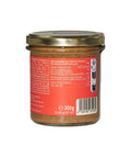 Rückseite des Lemke Mandelmus Maple 300 g Glases mit Nährwertangaben und Barcode