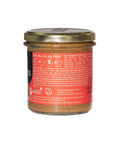 Seitenansicht des Lemke Mandelmus Maple 300 g Glases mit Zutatenangaben