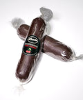 Two Lemke Marzipanini Very Cherry 120g chocolate-coated marzipan loaves in clear wrapping