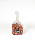 Lemke Marzipankartoffeln Zimt 200g transparent bag with cinnamon coated marzipan potatoes on white background
