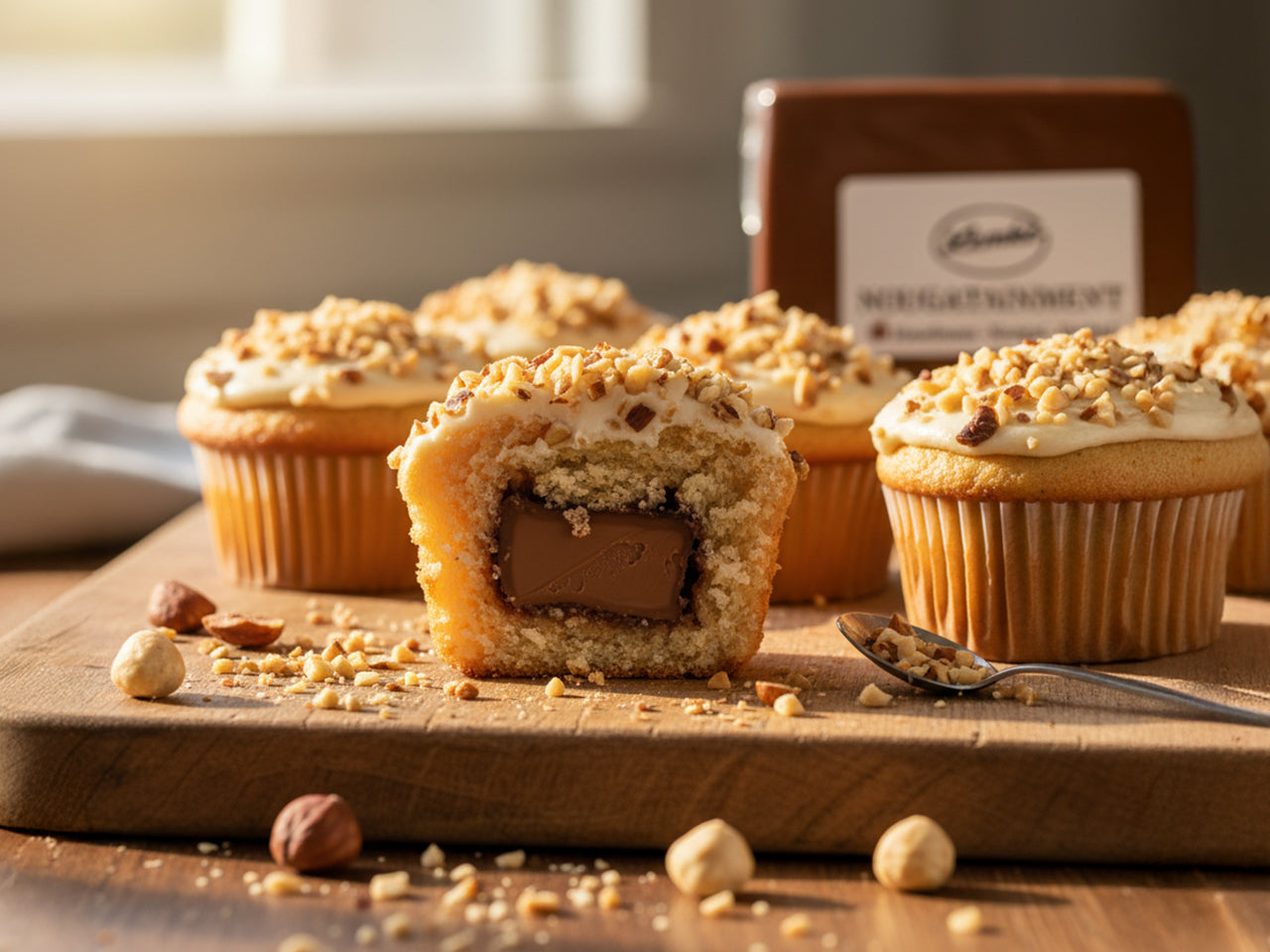 Gefüllte Nougat-Cupcakes